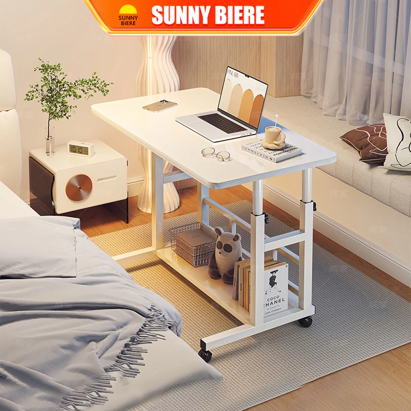 SNB 60cm/80cm Adjustable Height Lifting Table With Wheel Bedside Laptop Table Portable Movable Computer Sofa Side Table