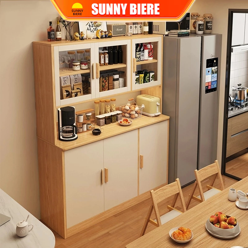 SNB Multi-functional Kitchen Storage Rack Dining Sideboard Organizer Dust-proof Cabinet With Doors Space Saving