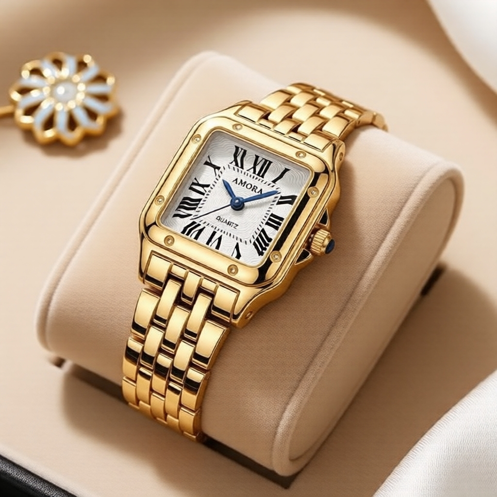 Elegant Square Dial Quartz Bracelet Watch for Women, Waterproof Business Wristwatch