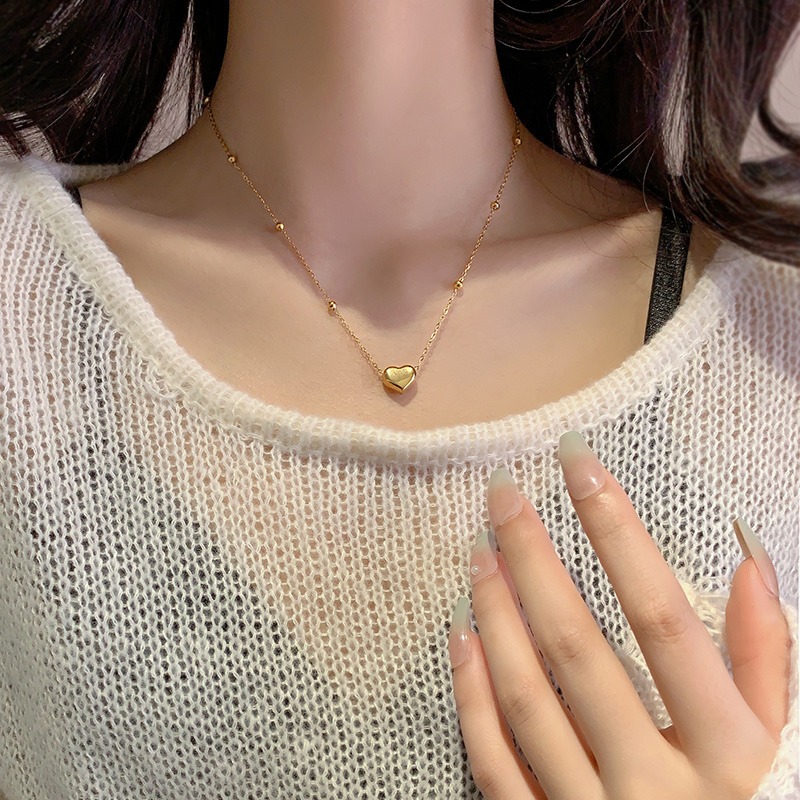 High-Quality Plated Alloy (Fade-Resistant) Chain Heart Necklace European Style Fashion Minimalist Sh