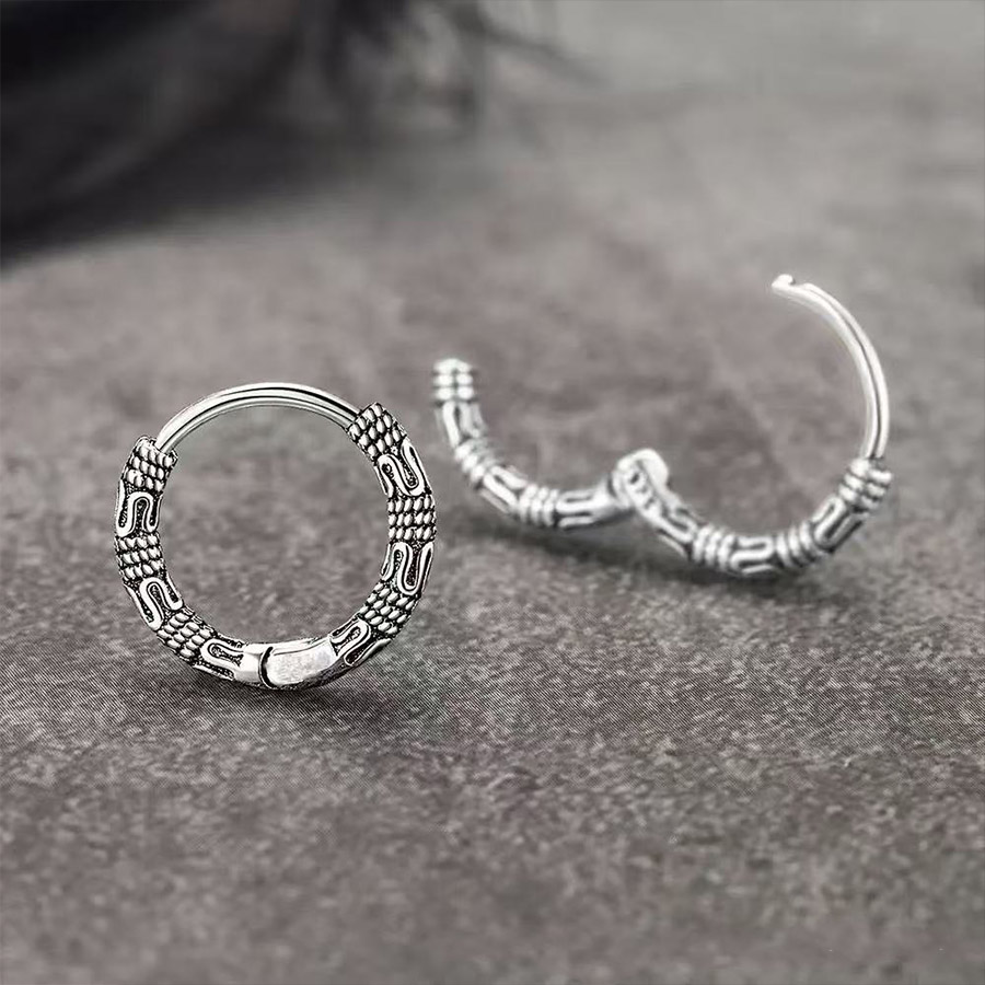 Silver Geometric Earrings Vintage Unisex Sleek Design for Daily Fashion Jewelry