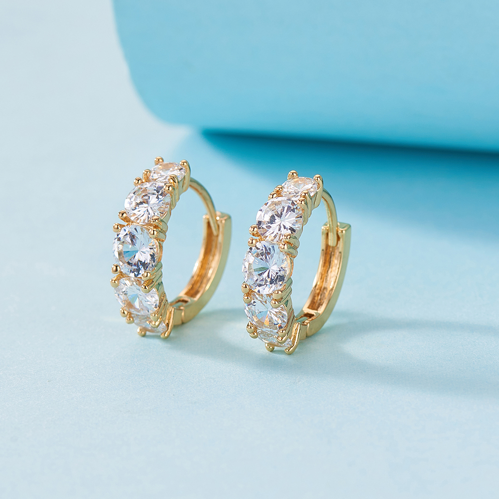 Fashionable Single Row Zircon Earrings | Everyday Commuter Jewelry for Women