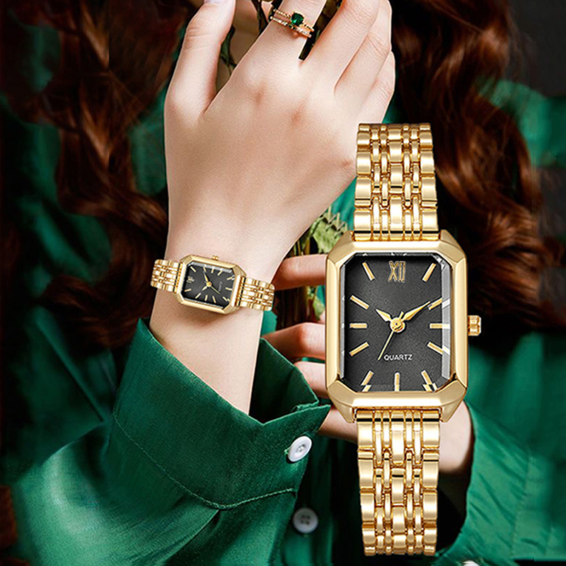 Fashionable Women's Square Steel Watch - Slim Retro Design, Quartz Movement, Hong Kong Style, For Ch