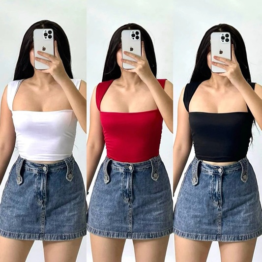KILY.PH Squareneck Double Lining Top Sleeveless Croptop Basic Solid Trending Tops for Women 6A0333