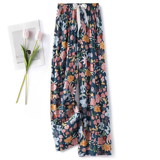 Korean outer wear cotton silk home trousers artificial cotton trousers casual trousers