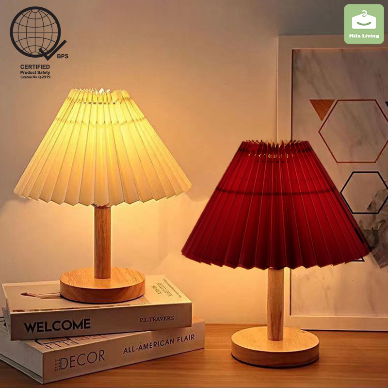 Creative Korean Folding Table Lamp LED Retro Bedside Wooden Light