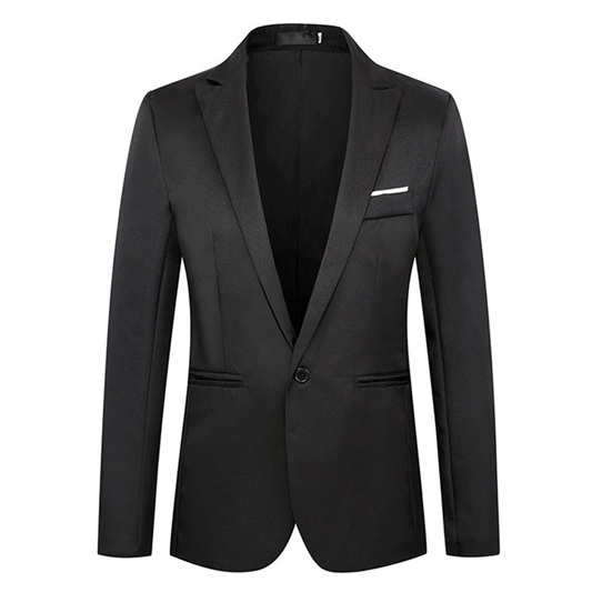 Men’s Slim Fit Blazer British Style Single Button Suit Jacket Formal Business Wedding