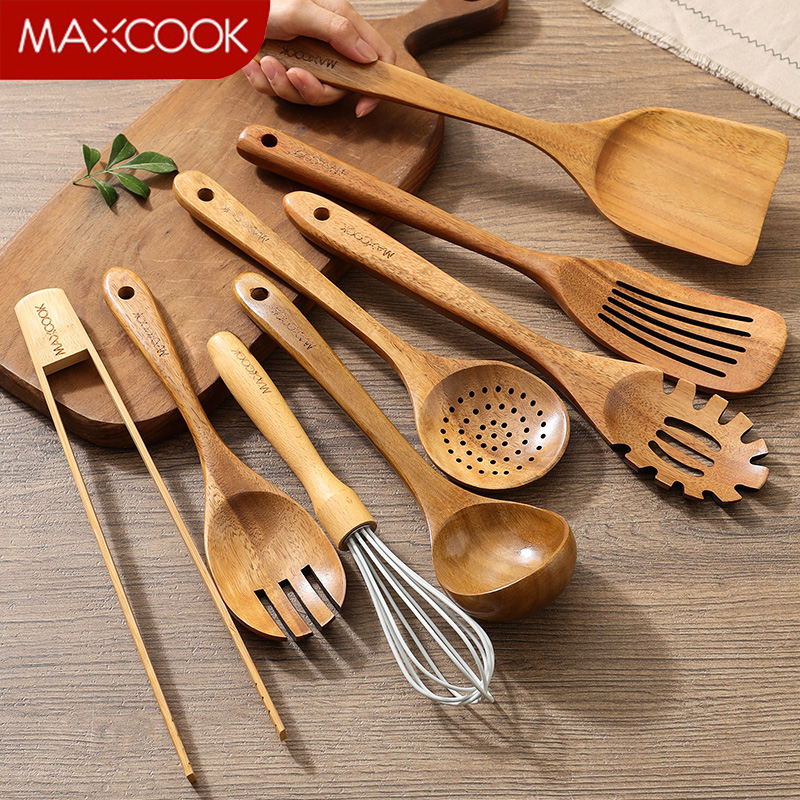 MAXCOOK Wood Utensils Set 8PCS Kitchenware Spatula Ladle Kitchen Accessories