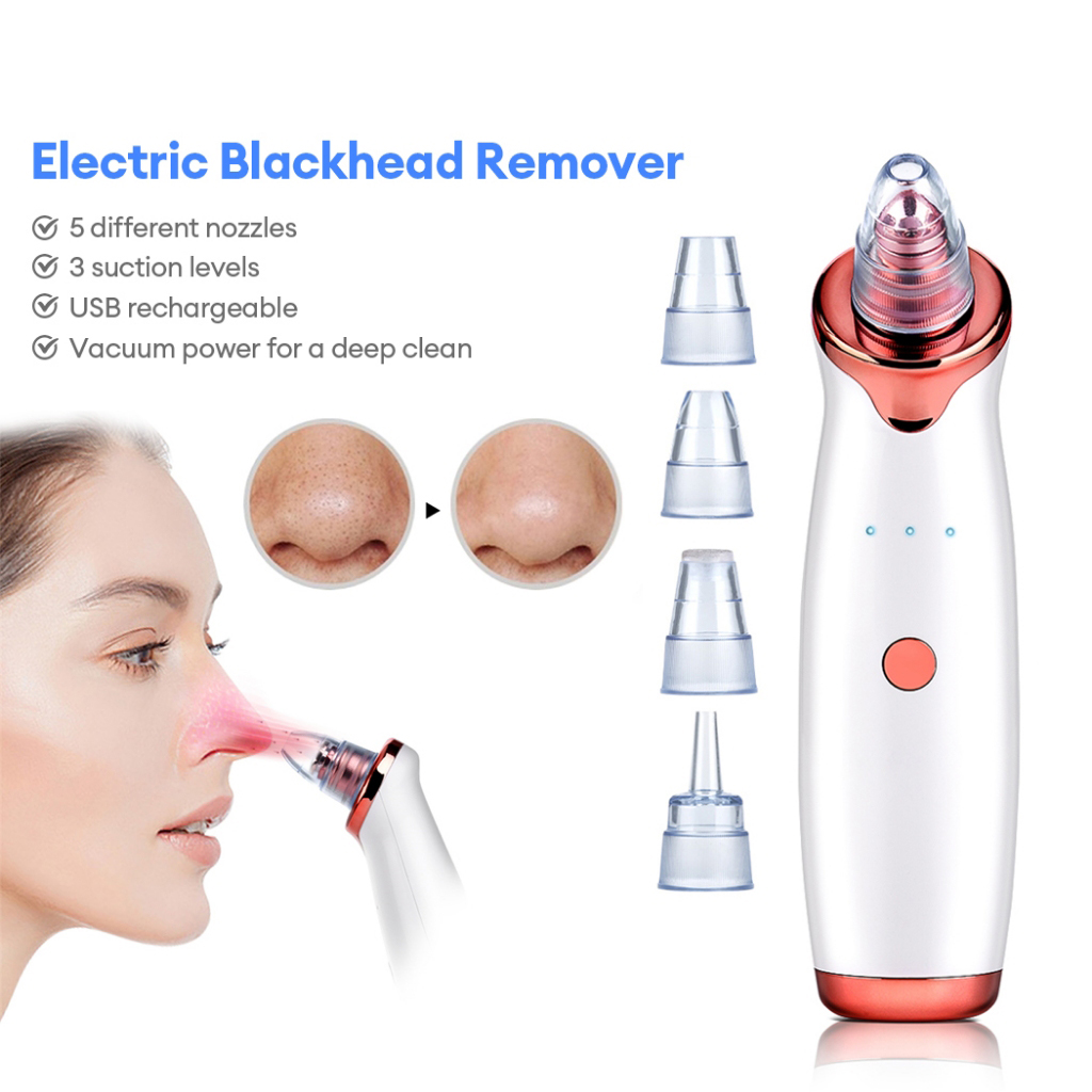 Electric Blackhead Remover Vacuum – MU007 Professional Pore Cleaner with 5 Suction Probes, USB Rechargeable Face Extractor Kit for Whitehead & Acne Removal, Skin Care Beauty Device