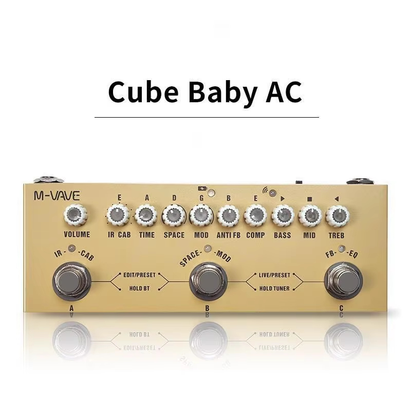 M-VAVE Cube Baby AC Acoustic Guitar Effects Pedal IR Loading 9 Amp Models Delay Chorus Reverb Rechar