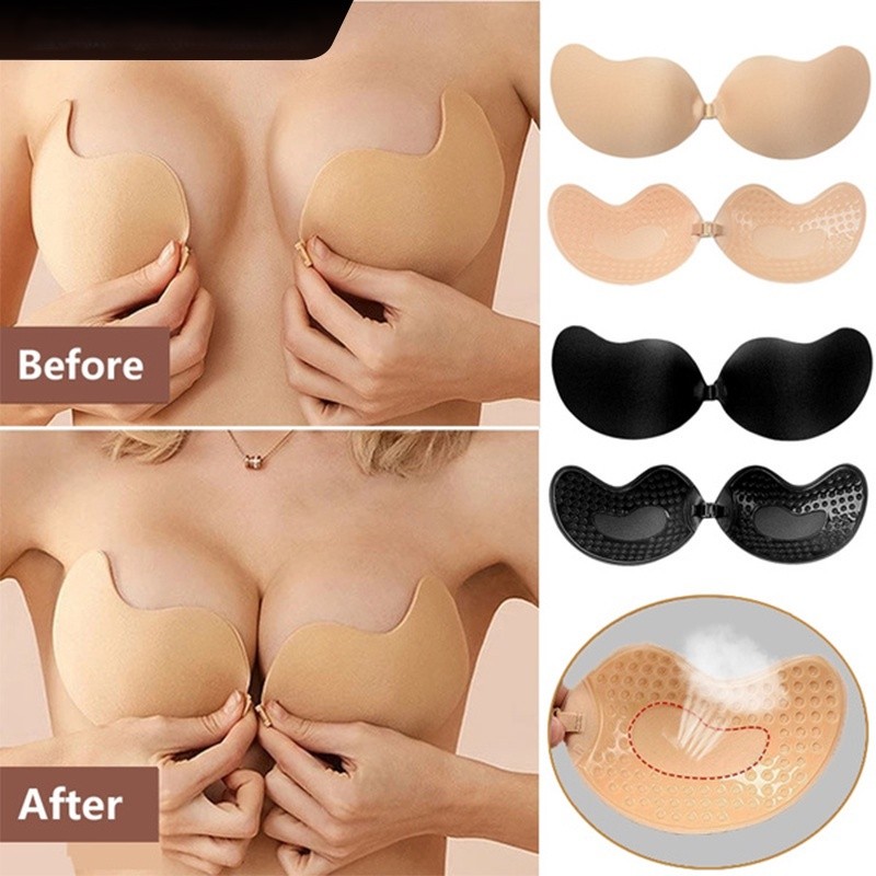 Gather Strapless Silicone Bra Breathable Mango Shape Self-Adhesive Reusable Invisible Breast Pad Bra