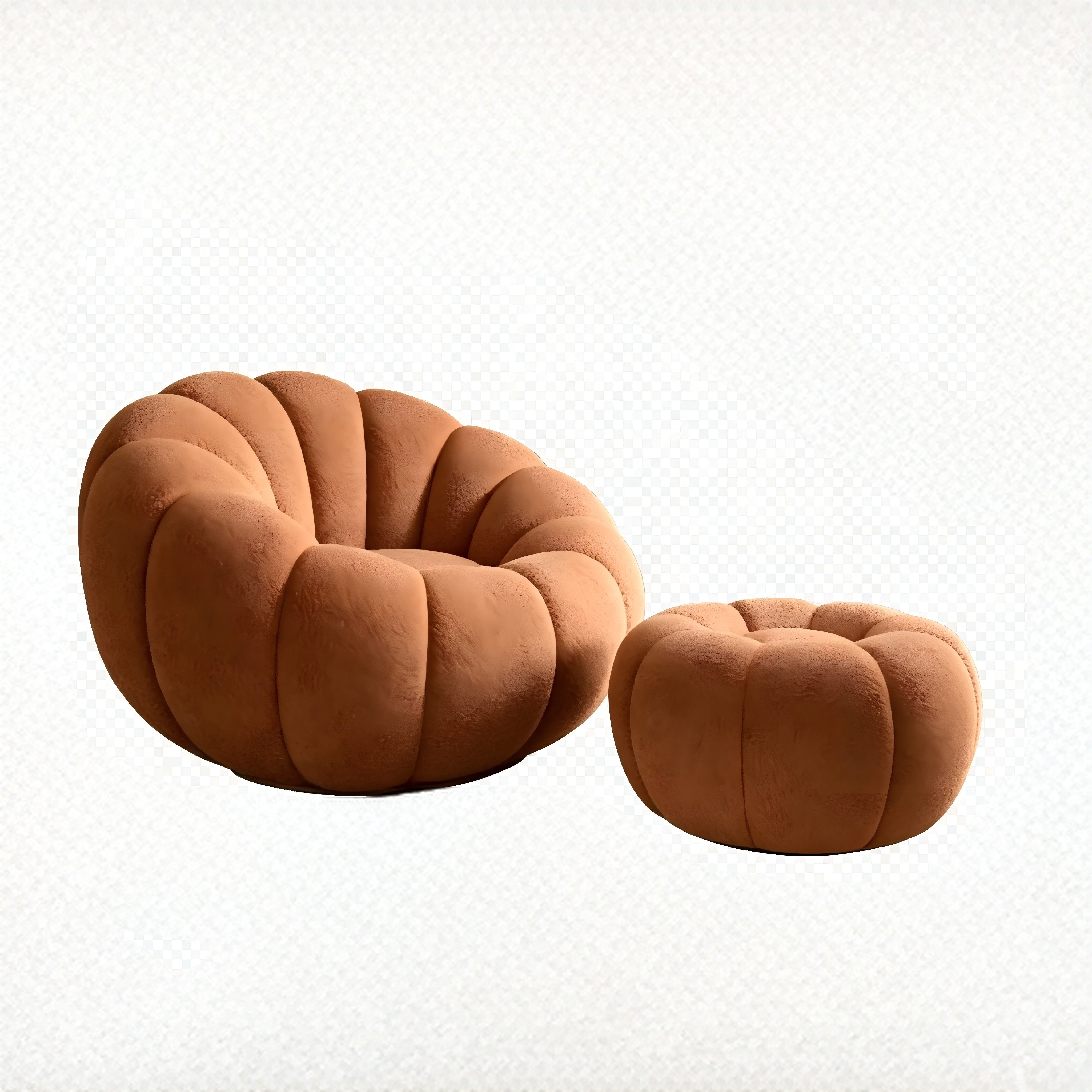 Pumpkin Lazy Sofa Chair – Cream Style Reclining Single Seat for Small Apartment Bedroom Balcony