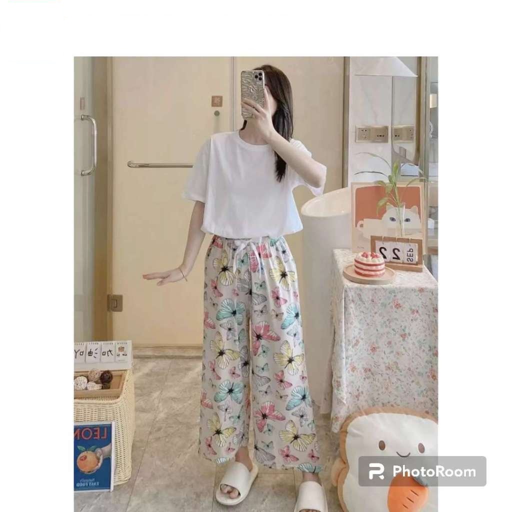 Korean Cotton Silk Square Pants Women Casual Loose Home Trousers Free Size L-XXL