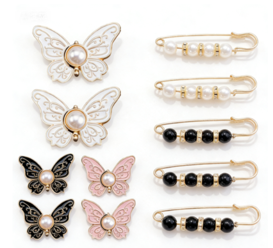 Butterfly 6Pcs Metal Waist Clips Detachable Pins for Women Jeans Fashion Decor