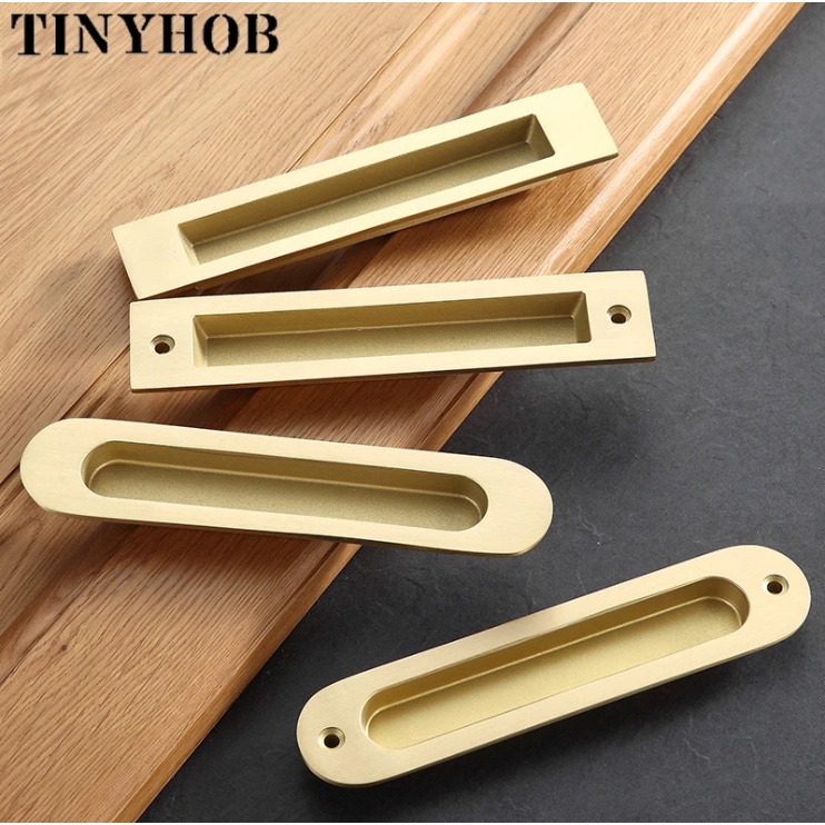 Solid Brass Hidden Door Handles Recessed Pull Sliding Door Handles