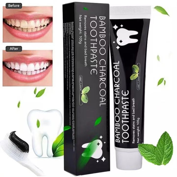 Bamboo Toothpaste 110 g Charcoal Whitening Reduce Yellow Teeth White ...