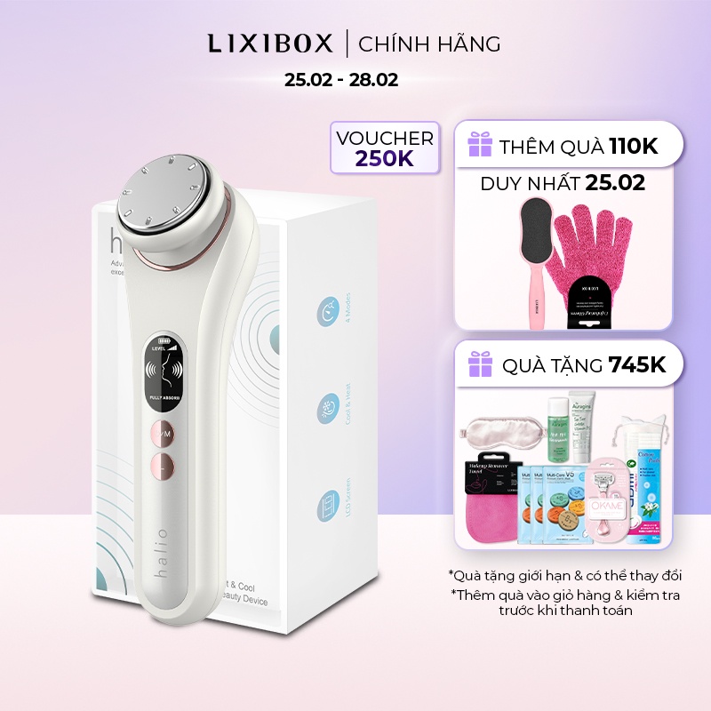 Máy Đẩy Tinh Chất Dưỡng Trắng Nóng Lạnh Halio Ion Hot & Cool Beauty Device-Trắng