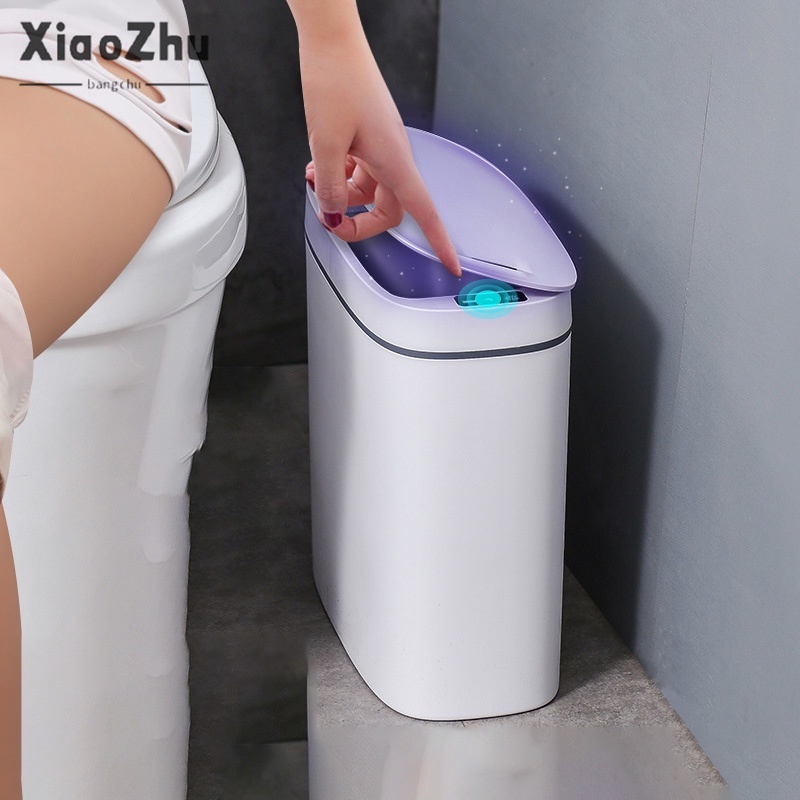 Thùng rác thông minh XIAOZHUBANGCHU tự động cảm ứng sáng tạo không tiếp xúc cho phòng tắm phòng ngủ