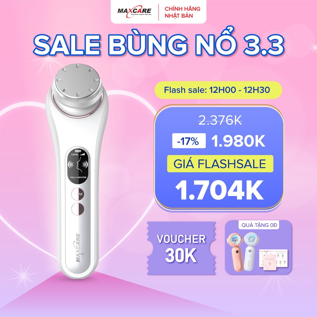 Máy đẩy tinh chất dưỡng trắng ION nóng lạnh Maxcare Max888PRO dưỡng da 2,75 lần, F-Vibration 45 độ C làm sạch sâu