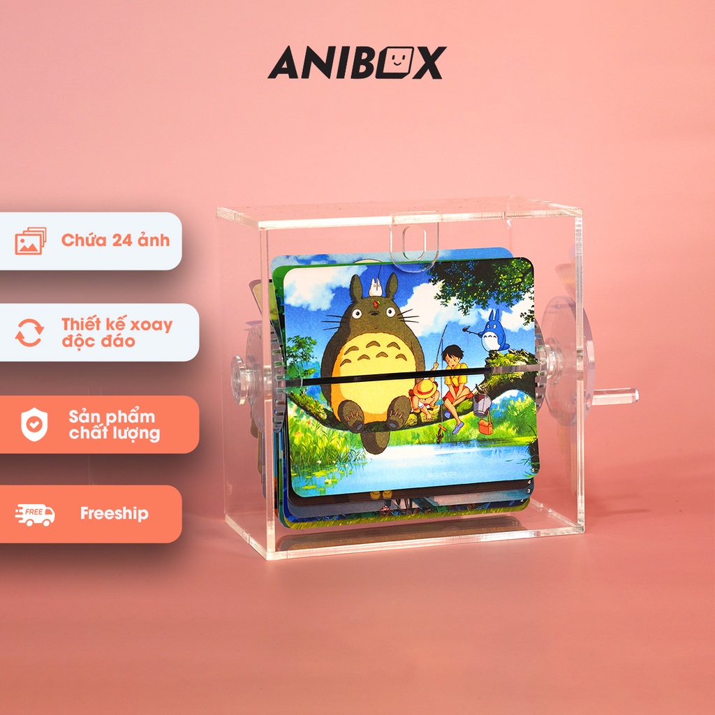Hộp ảnh Anibox Ghibli decor nhà cửa, trang trí bàn làm việc hộp xoay trưng bày 24 ảnh tùy ý - H1T100