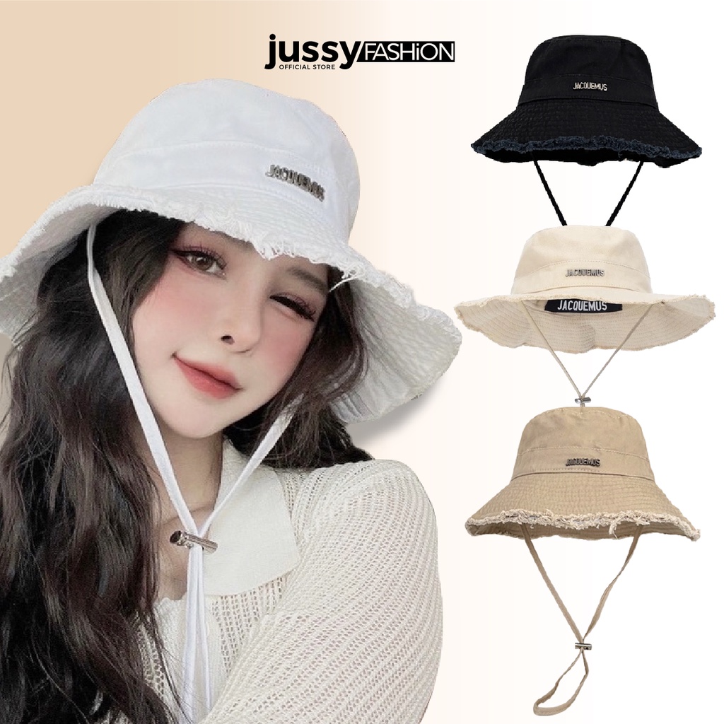 Mũ Bucket Tua Rua Jacquemus Jussy Fashion Nón Tai Bèo Nam Nữ Chất Liệu Kaki Phong Cách Hàn Quốc Form
