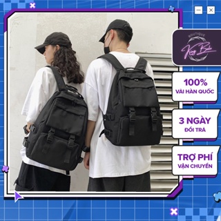 Korean Ulzzang Backpack Waterproof Fashionable Men And Women Personality High-Quality Smooth Black Parachute Fabric BL05