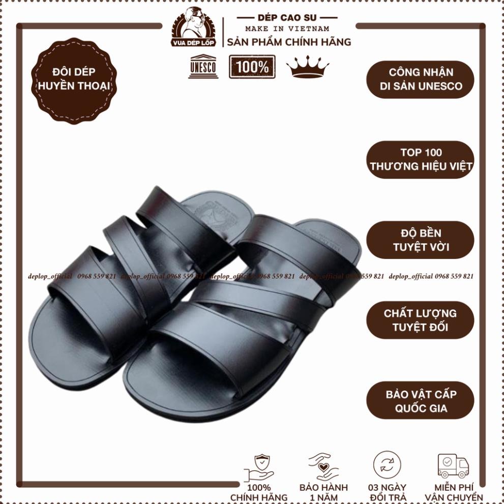 Dép cao su 3 quai chéo đế cao 2.5cm được làm thủ công thương hiệu Vua Dép Lốp trẻ trung