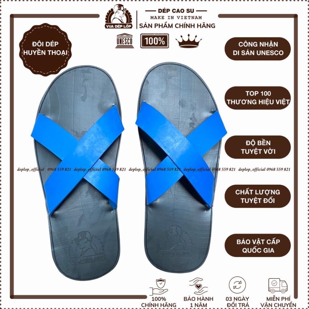 Dép cao su 2 quai chéo xanh dương thương hiệu Vua Dép Lốp trẻ trung cá tính dành cho giới trẻ DL24