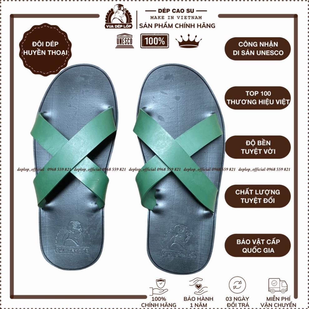 Dép cao su 2 quai chéo xanh rêu thương hiệu Vua Dép Lốp trẻ trung cá tính độc nhất vô nhị DL25