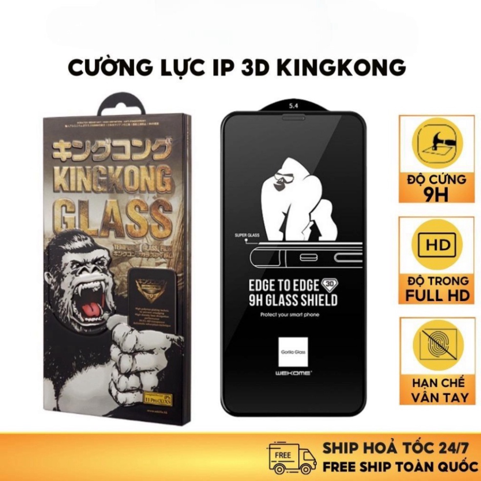 Kính Cường Lực Iphone KingKong Full Màn 6/6S/6Plus/6SPlus/7/8/7Plus/8Plus/X/Xs/Xsmax/11/12/13/14/Pro