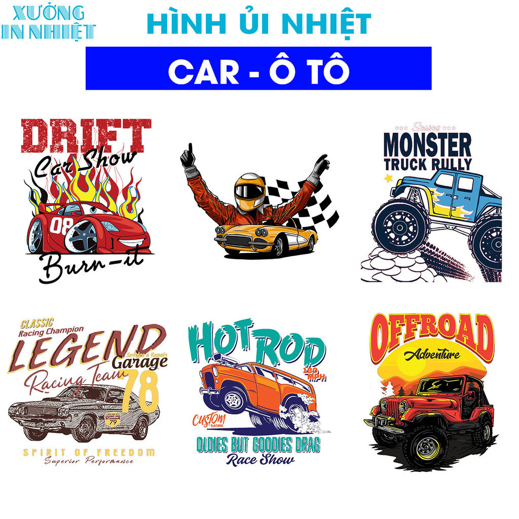 (Hình Ủi Nhiệt Quần Áo - Miếng Dán Ủi Quần Áo) Hình Ủi CAR - Ô TÔ , Có In Theo Yêu Cầu 15