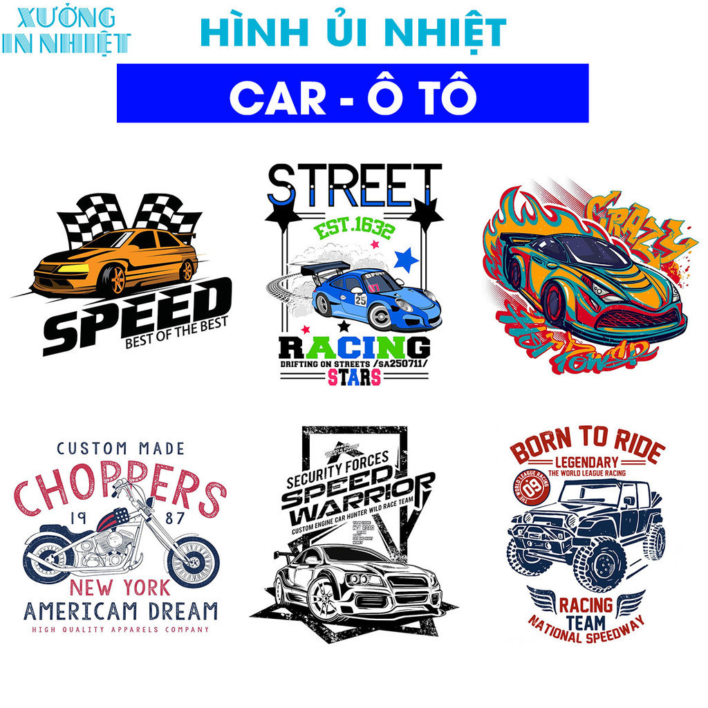 (Hình Ủi Nhiệt Quần Áo - Miếng Dán Ủi Quần Áo) Hình Ủi CAR - Ô TÔ , Có In Theo Yêu Cầu 12