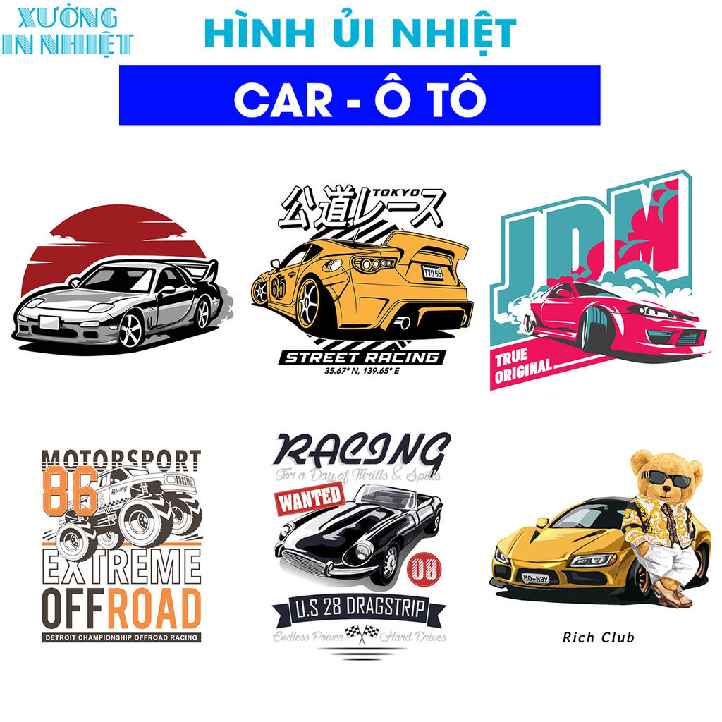 (Hình Ủi Nhiệt Quần Áo - Miếng Dán Ủi Quần Áo) Hình Ủi CAR - Ô TÔ , Có In Theo Yêu Cầu 16