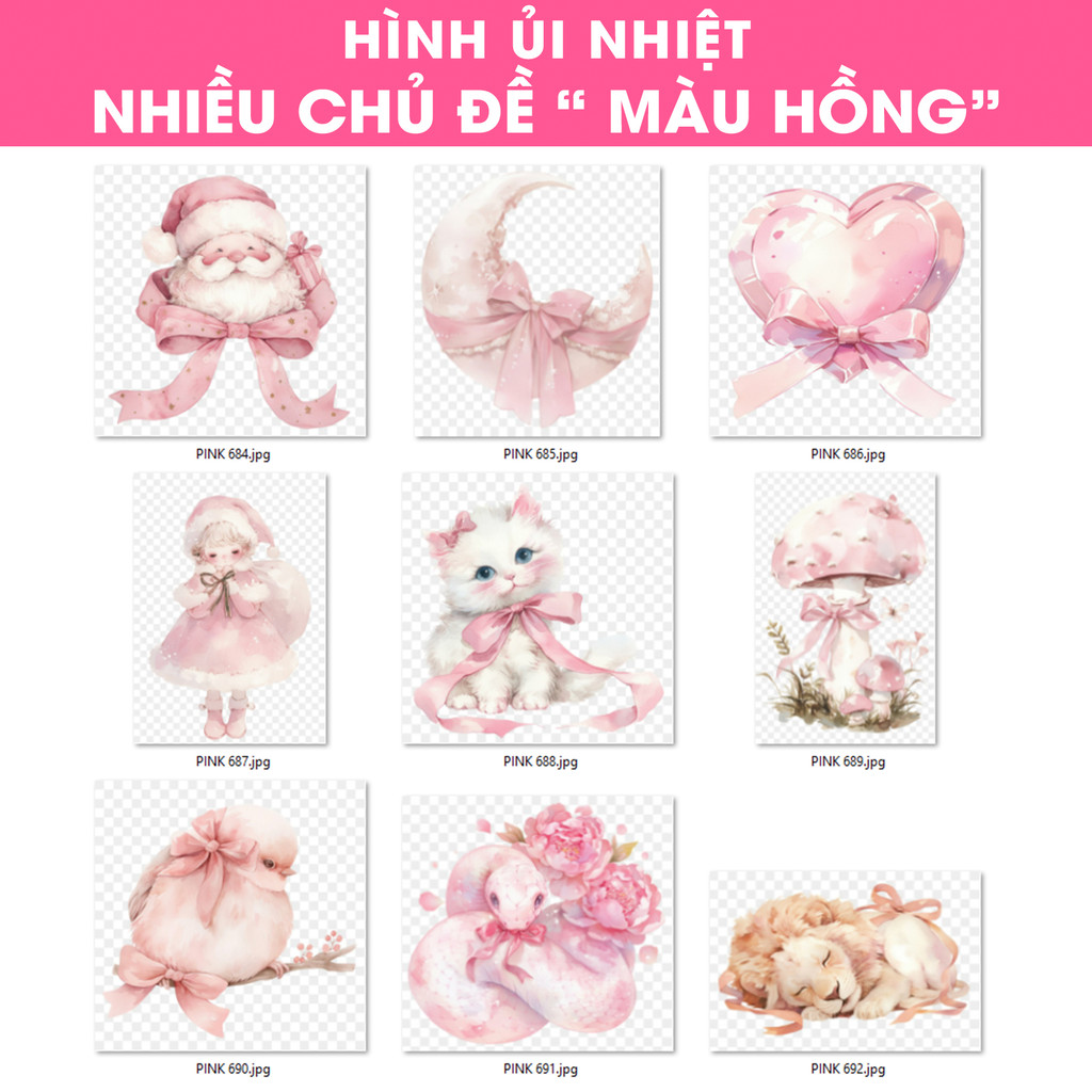 Hình Ủi Nhiệt Chủ Đề Màu Hồng Cute 77