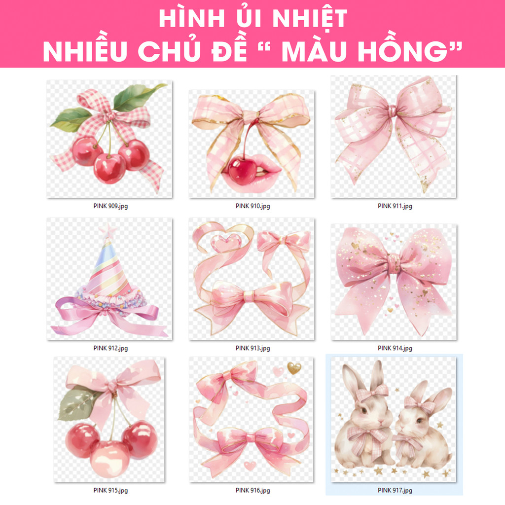 Hình Ủi Nhiệt Chủ Đề Màu Hồng Cute 102