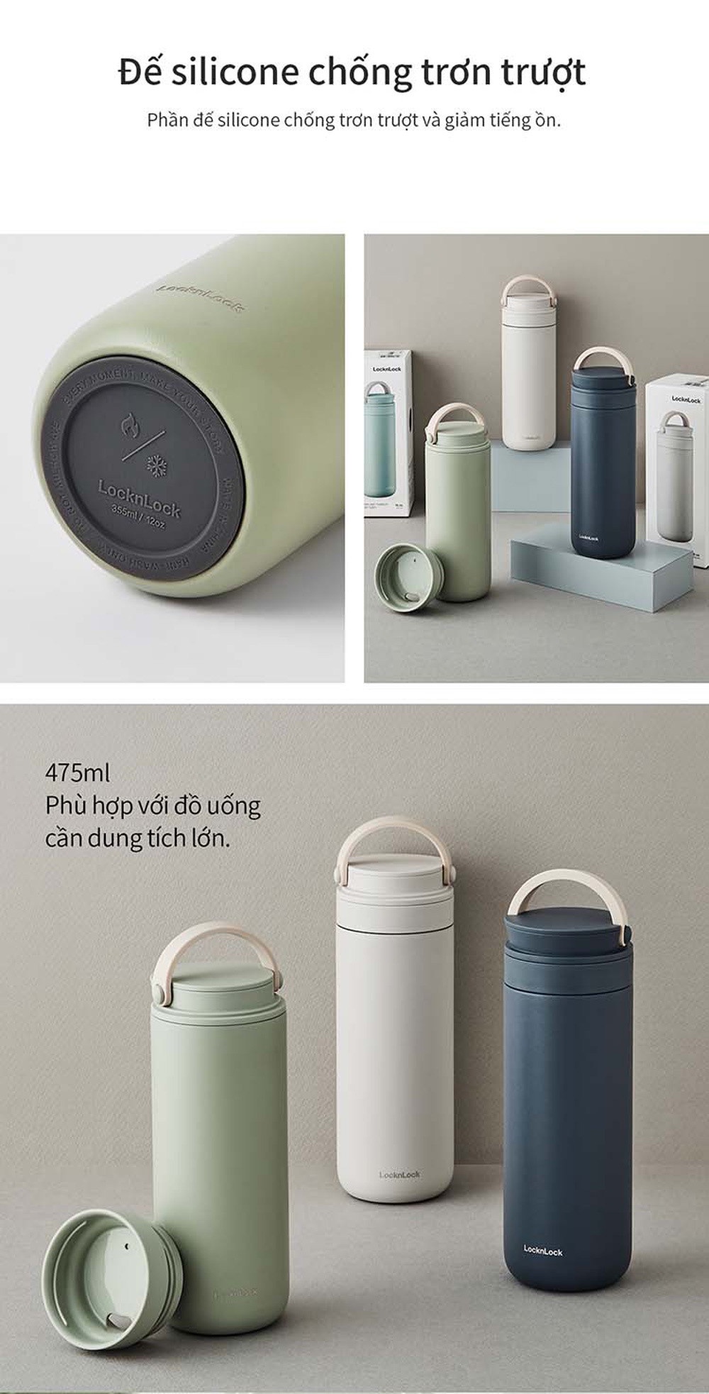 Locknlock 475ml Metro Two Way thermos bottle with LHC4274 handle in