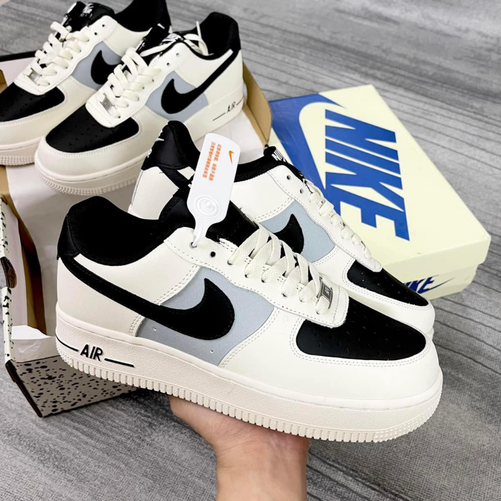 [FREESHIP] Giày thể thao Air Force 1 Low CREAM MŨI ĐEN, giày AF1 vạch nâu,Trắng kem xanh mũi đen năn