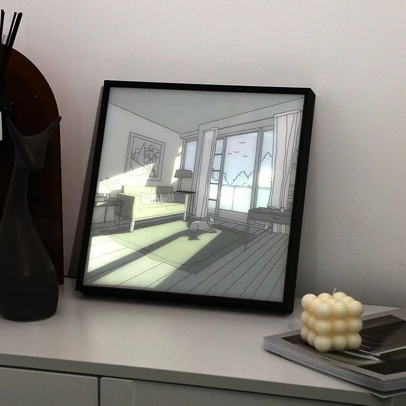 Tranh bật đèn decor bàn học phòng ngủ có đèn led 3 chế độ chiếu, tranh đèn led hot trend