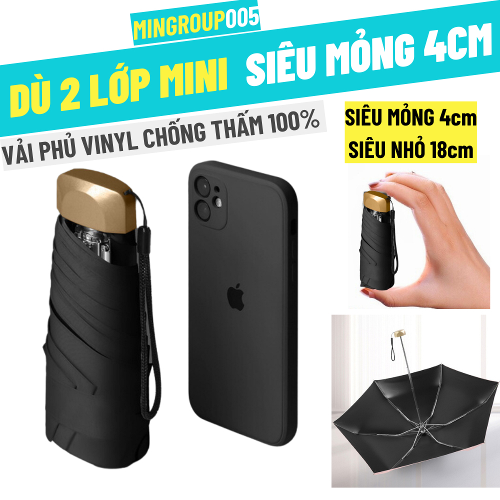 🌂Dù mini Nano Umbrella siêu nhỏ ô gấp gọn che mưa nắng chống tia UV UPF 50+ cao cấp, dễ sử dụng và m