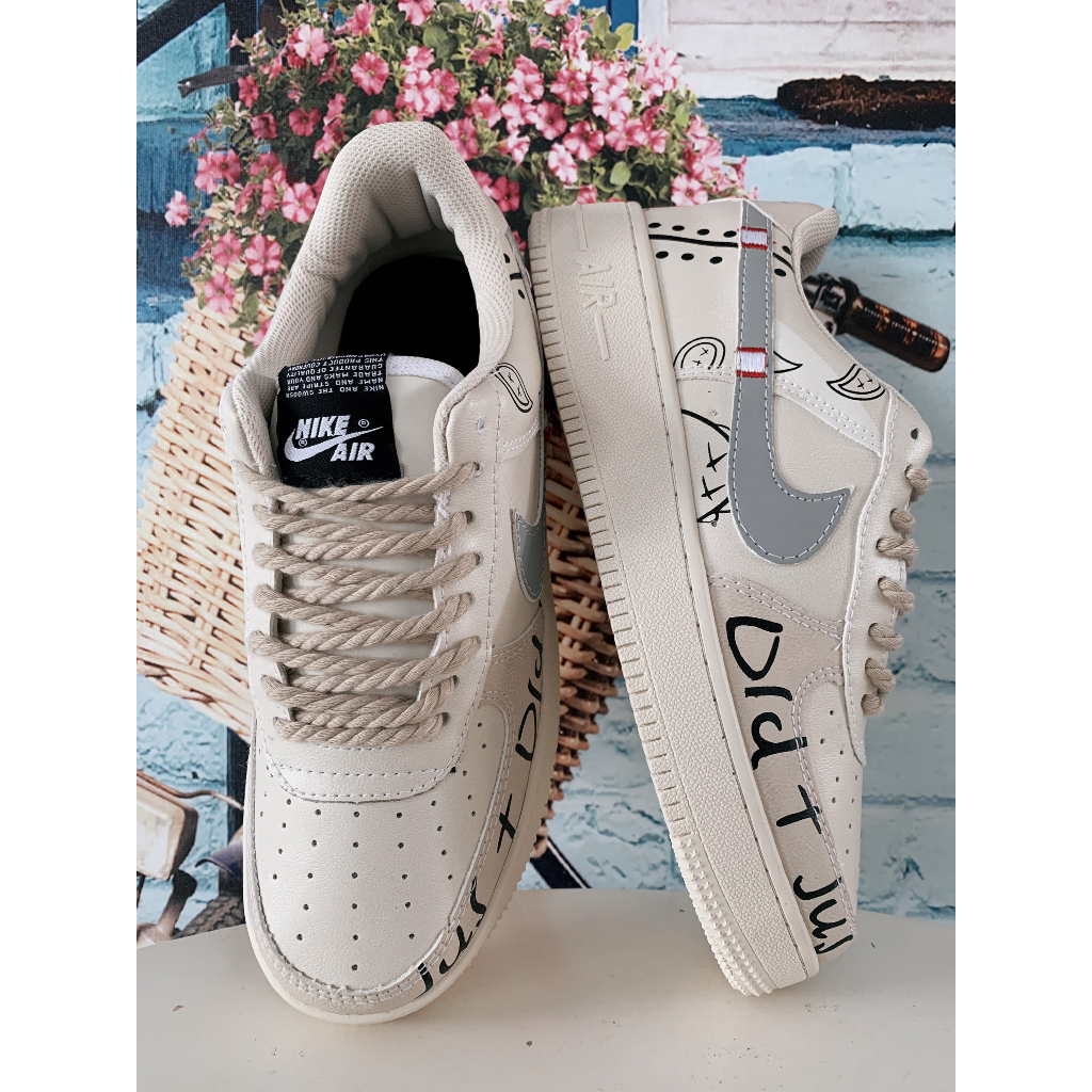 Giày _Nike Air Force 1 Trắng Bản Họa Tiết Vẽ Cao Cấp, Giày AF1 Nam Nữ Đế Air Bản Chuẩn Full Phụ Kiện