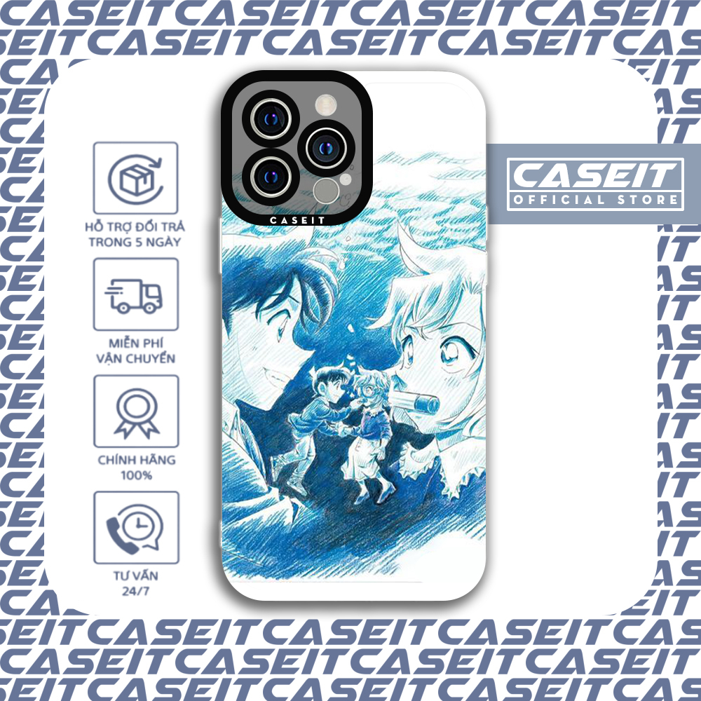 Ốp lưng iphone cạnh vuông Caseit Anime Shinichi Conan x Haibara Ai aesthetic 8plus/x/xs/11/12/13/14/