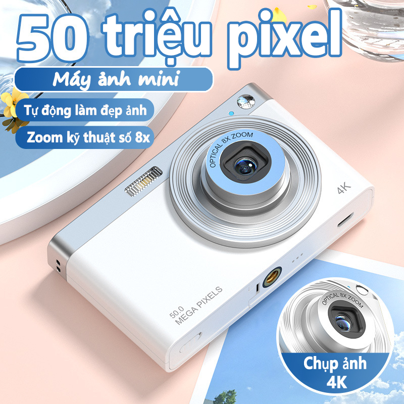 [MẪU MỚI]Máy ảnh mini chụp ảnh dễ dàng mang theo máy ảnh kỹ thuật số máy quay mini 4K zoom số 8x ch