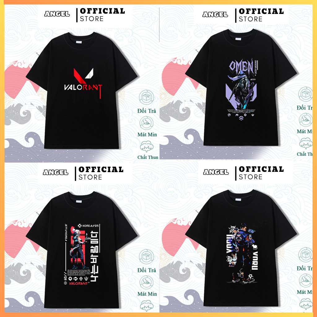 Áo Thun Game Valorant - Áo in hình Nhân vật : Omen - Yoru - Jett mẫu mới cực chất, Áo thun cotton co
