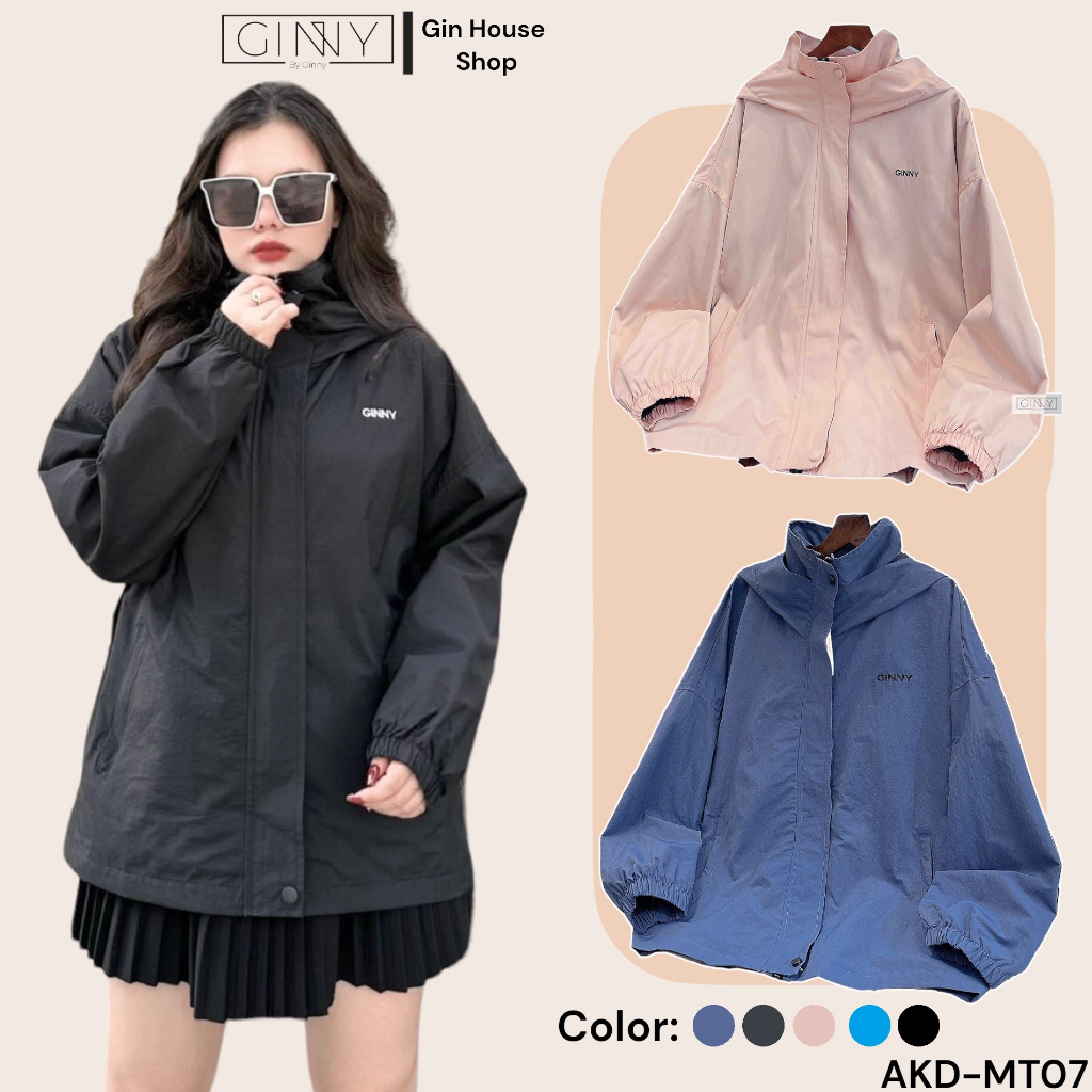 Áo khoác Dù Nữ Chống Nắng Cản Gió Trượt Nước Rina Hai Lớp Chống Nắng Chống UV | Thêu GINNY AK