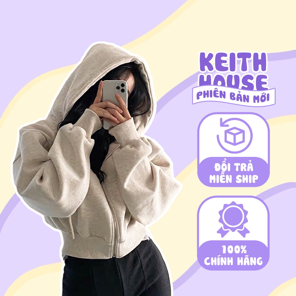 Áo khoác nỉ croptop Daily Me local brand hoodie zip dáng ngắn form rộng mũ to khoác thu đông AHD01