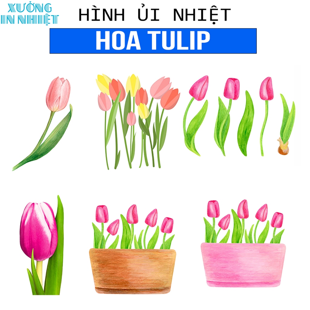 (Hình Ủi Nhiệt Quần Áo - Miếng Dán Ủi Quần Áo) Có In Theo Yêu Cầu, Hình Ủi Hoa Tulip 13