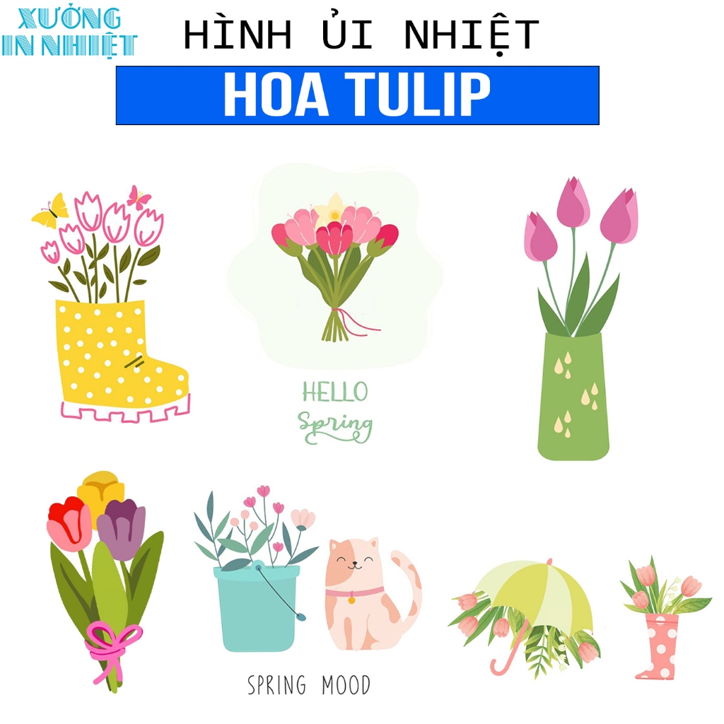 (Hình Ủi Nhiệt Quần Áo - Miếng Dán Ủi Quần Áo) Có In Theo Yêu Cầu, Hình Ủi Hoa Tulip 46