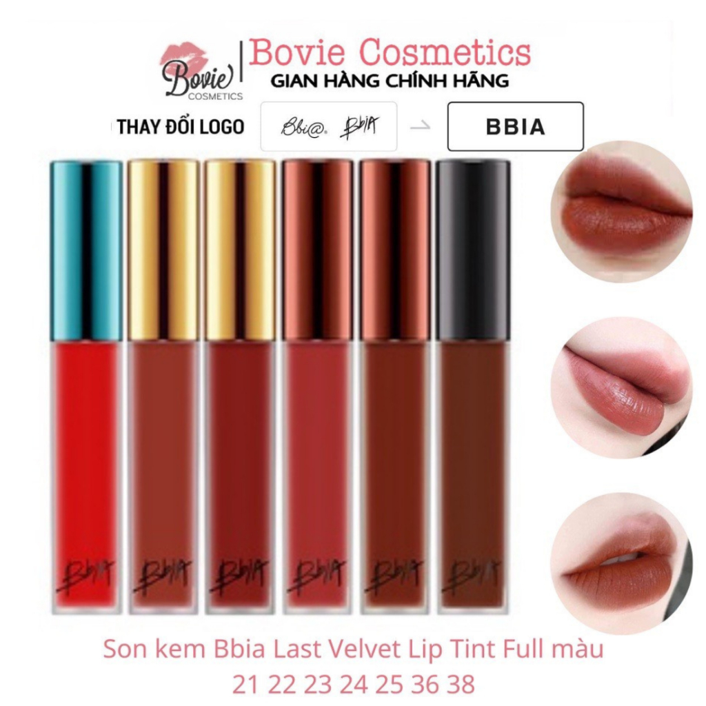 Son kem Bbia Last Velvet Lip Tint Full màu 21 22 23 24 25 36 38 39