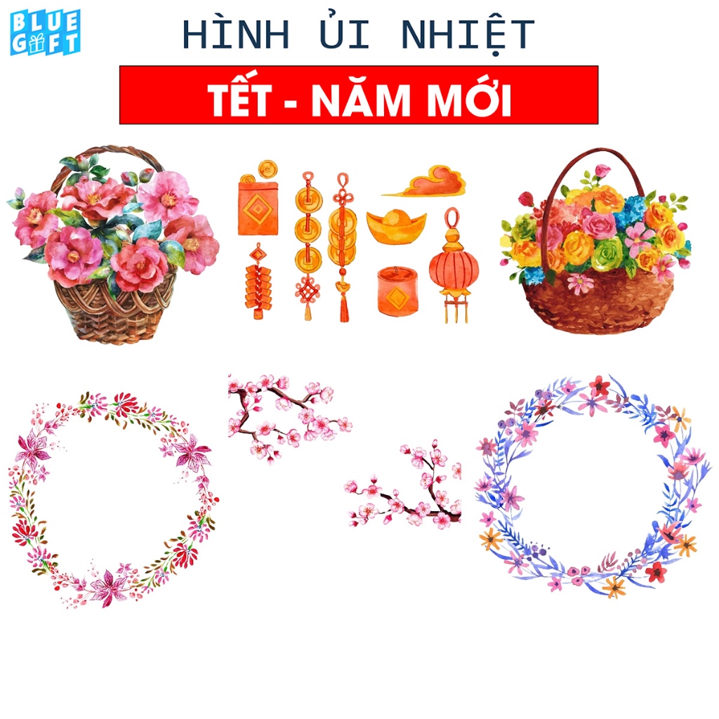 (Hình Ủi Nhiệt Quần Áo - Miếng Dán Ủi Quần Áo) Có In Theo Yêu Cầu, Hình Ủi TẾT - MÙA XUÂN 32