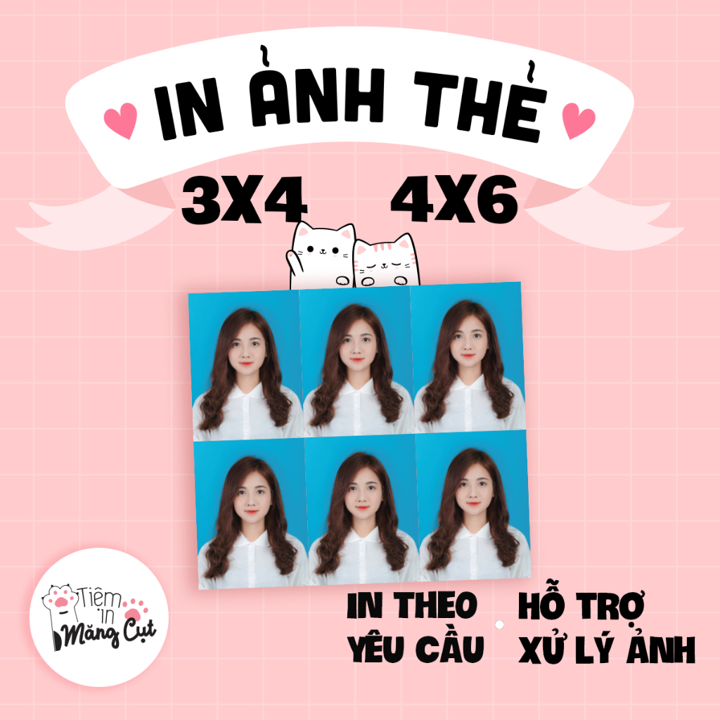 In Ảnh Thẻ 3x4 4x6 Làm Giấy Tờ Tuỳ Thân Có Chỉnh Sửa Thay Áo